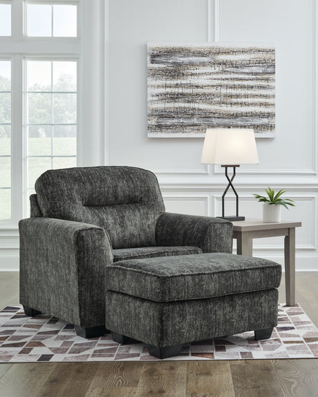 Lonoke Chair and Ottoman in Gunmetal - PKG015437