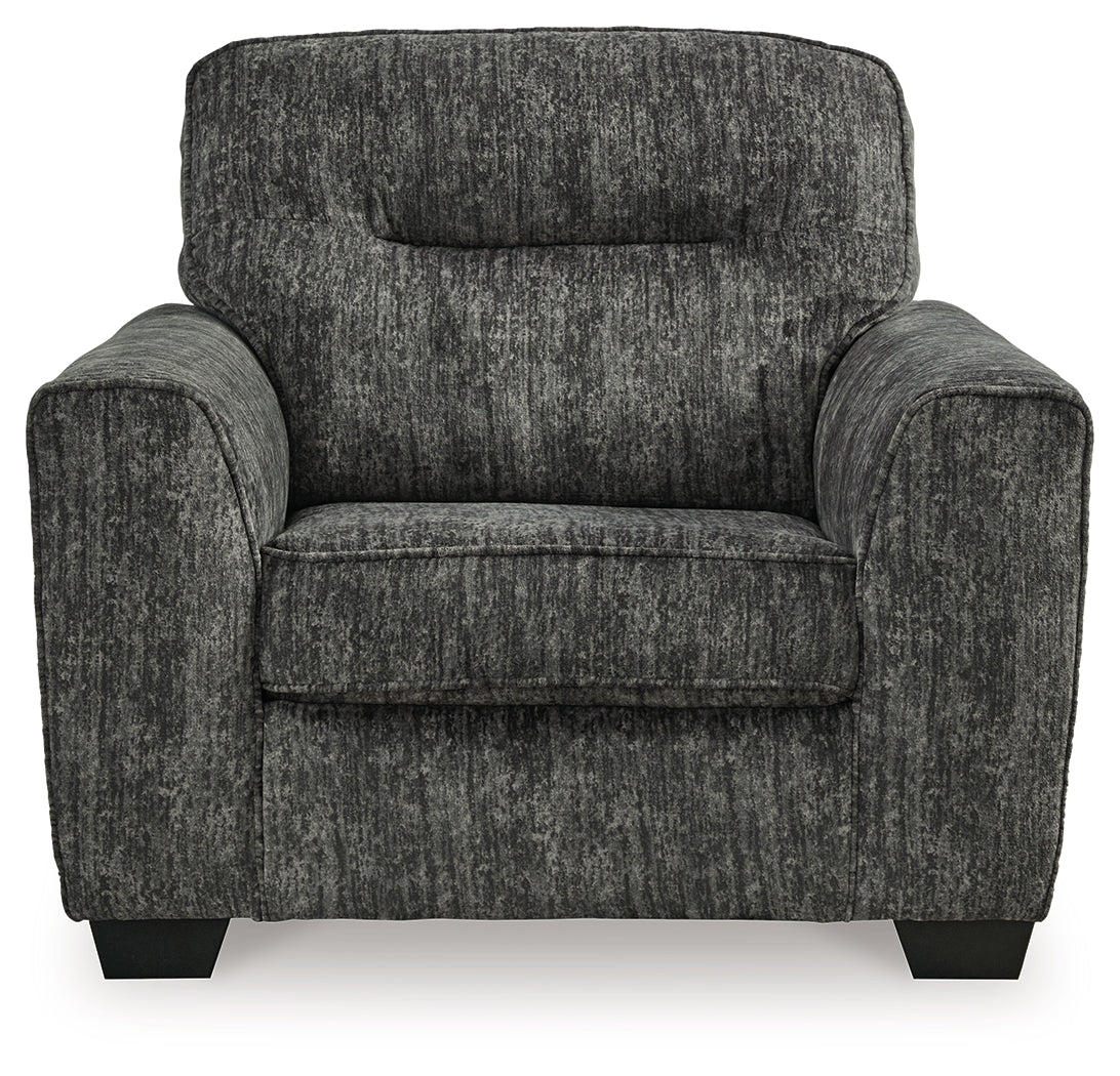 Lonoke Chair and Ottoman in Gunmetal - PKG015437