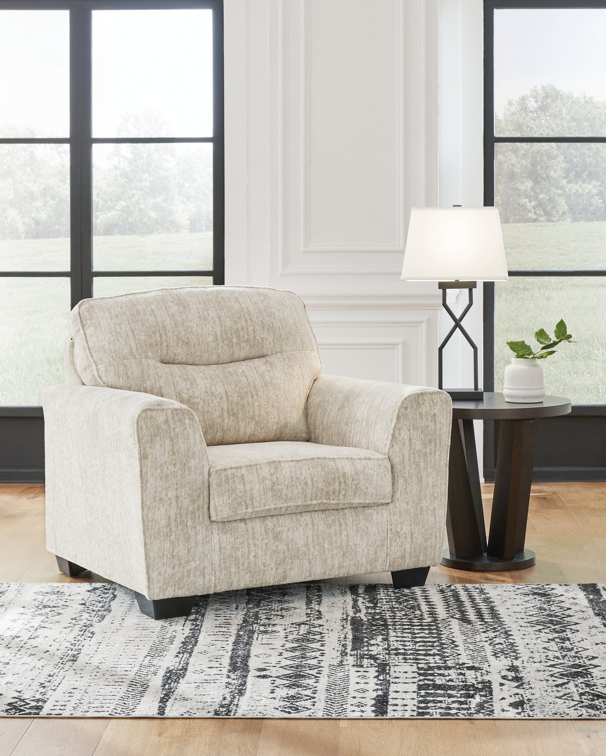 Lonoke Chair and Ottoman in Parchment - PKG015440