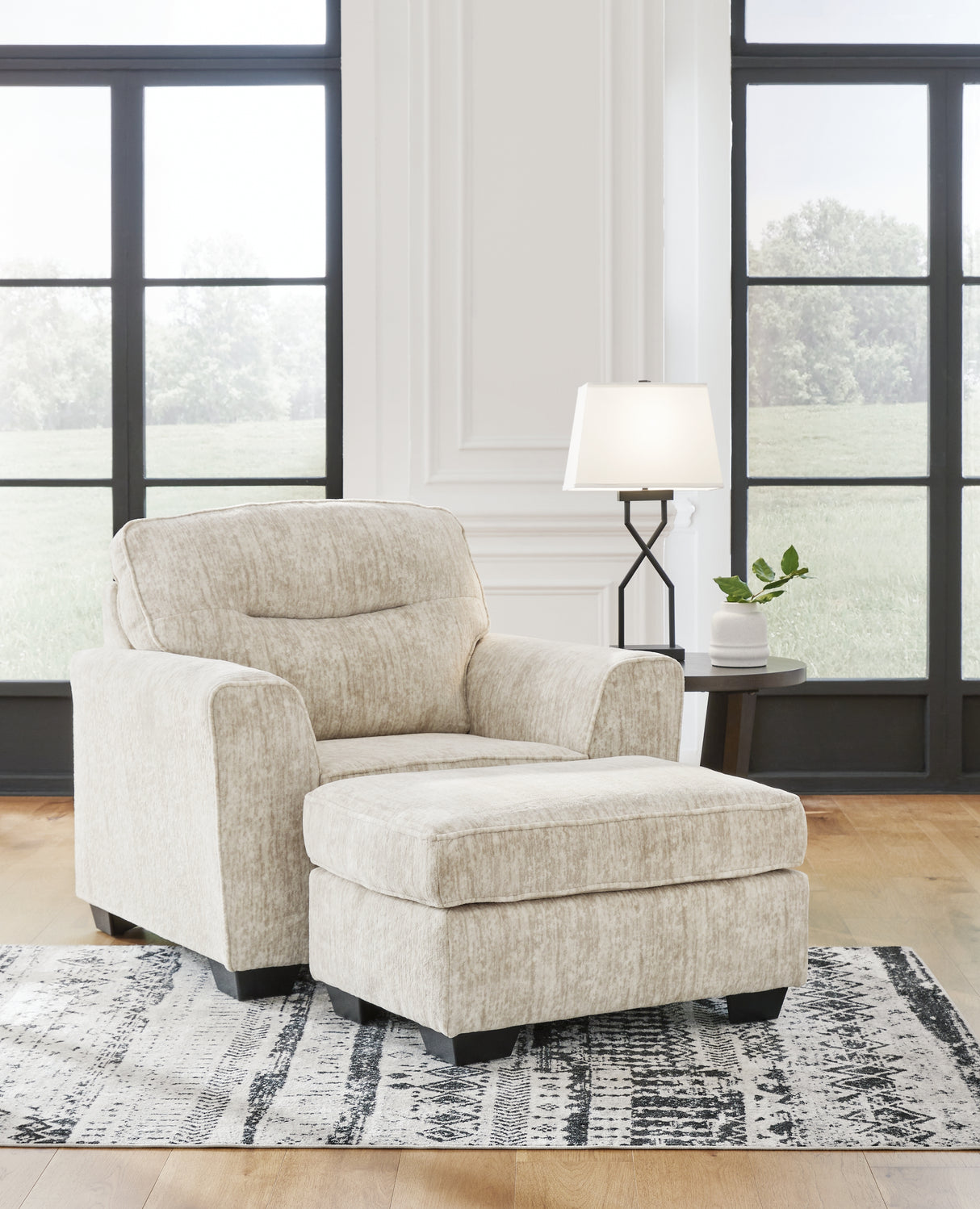 Lonoke Chair and Ottoman in Parchment - PKG015440