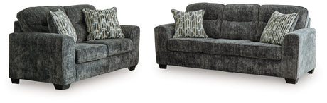 Lonoke Sofa and Loveseat in Gunmetal from Ashley - Luna Furniture