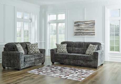 Lonoke Sofa and Loveseat in Gunmetal - PKG015438