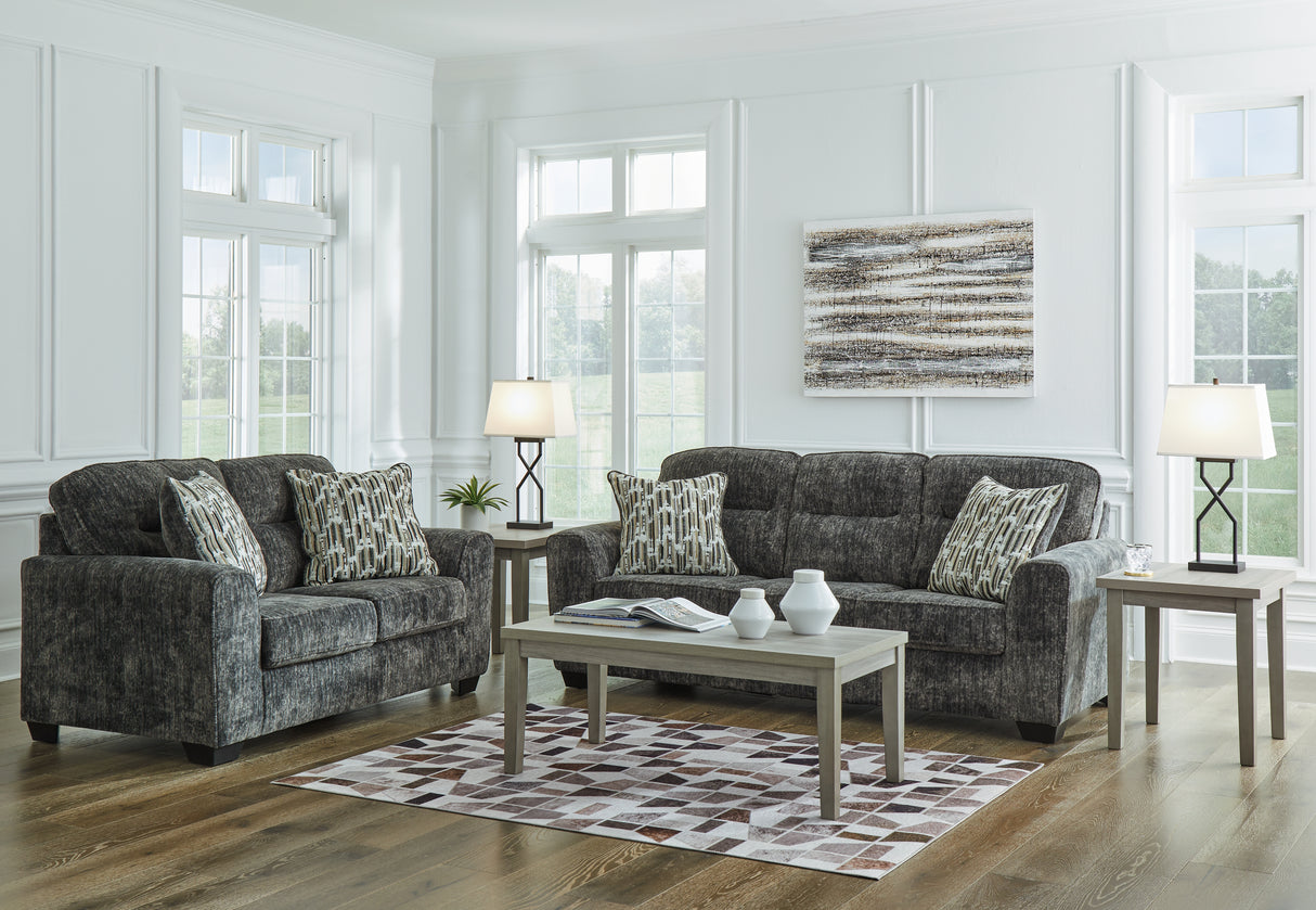 Lonoke Sofa and Loveseat in Gunmetal - PKG015438