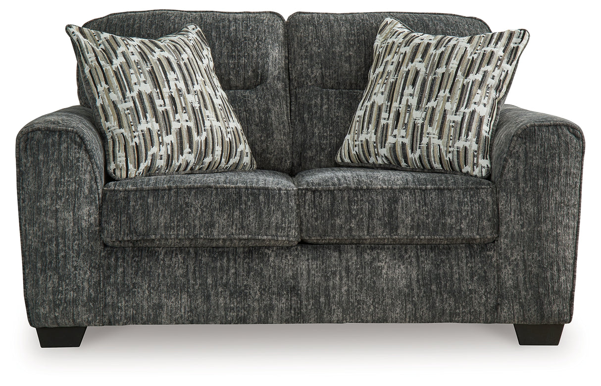 Lonoke Sofa, Loveseat, Chair and Ottoman in Gunmetal - PKG015439