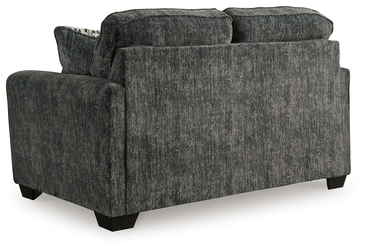 Lonoke Sofa, Loveseat, Chair and Ottoman in Gunmetal - PKG015439