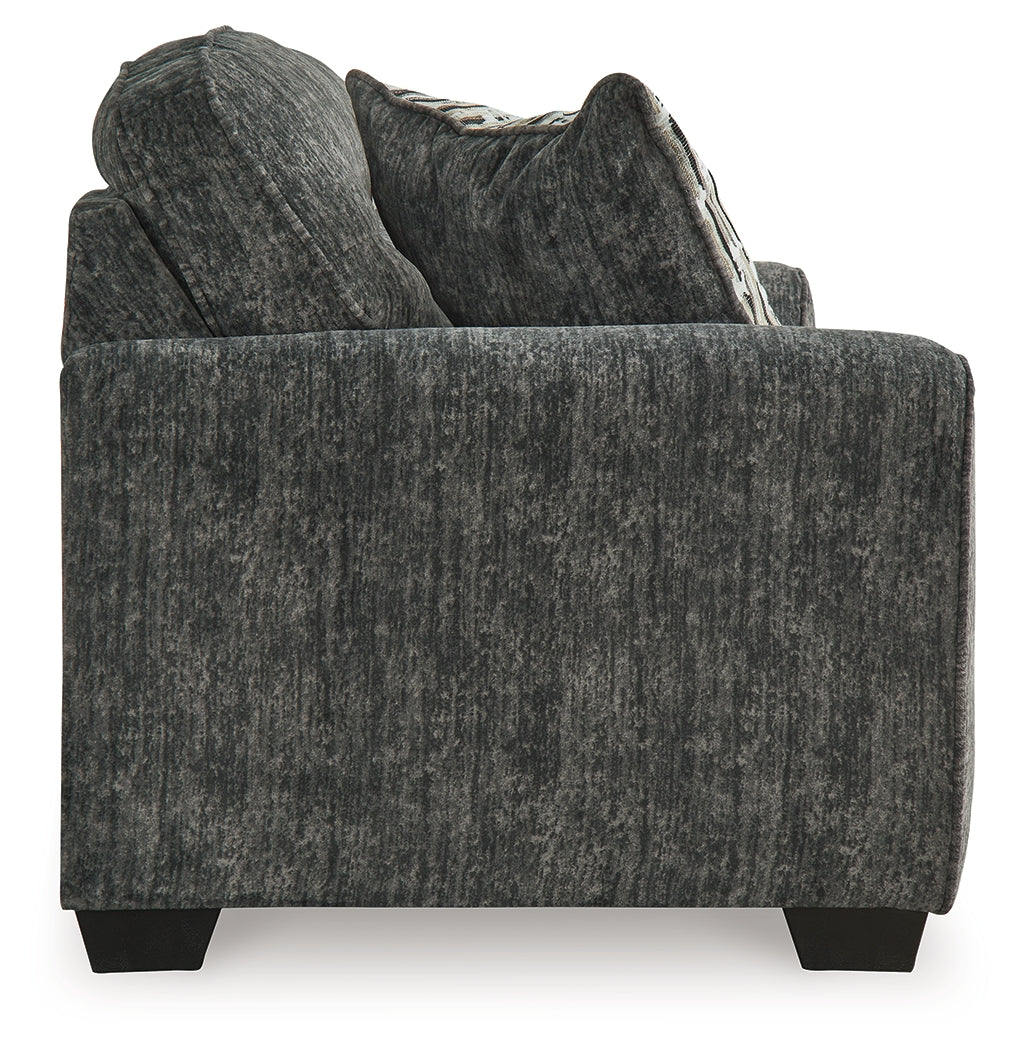 Lonoke Sofa, Loveseat, Chair and Ottoman in Gunmetal - PKG015439