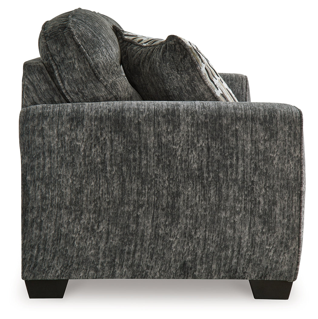 Lonoke Sofa, Loveseat, Chair and Ottoman in Gunmetal - PKG015439