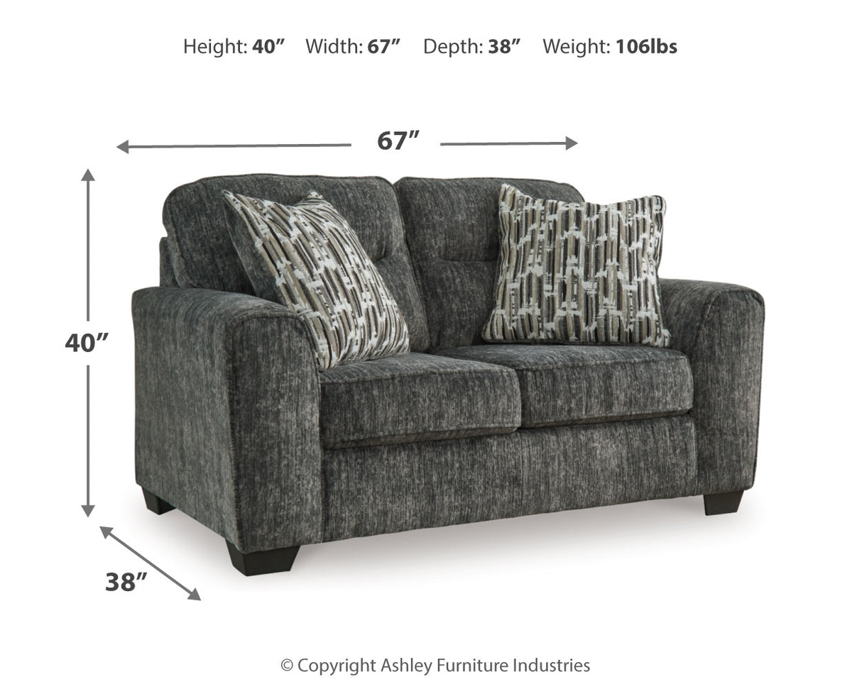 Lonoke Sofa, Loveseat, Chair and Ottoman in Gunmetal - PKG015439