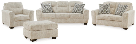 Lonoke Sofa, Loveseat, Chair and Ottoman in Parchment - PKG015442