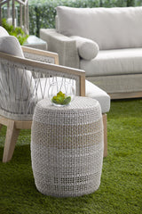 Loom Accent Table in Taupe & White Flat Rope, Taupe Stripe - 6818.WTA