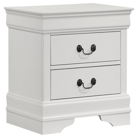 Louis Philippe 2-drawer Nightstand Bedside Table White - 202442