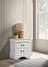 Louis Philippe 2-drawer Nightstand Bedside Table White - 202442