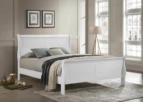 Louis Philippe 47-inch Eastern King Sleigh Panel Bed White - 202441KE