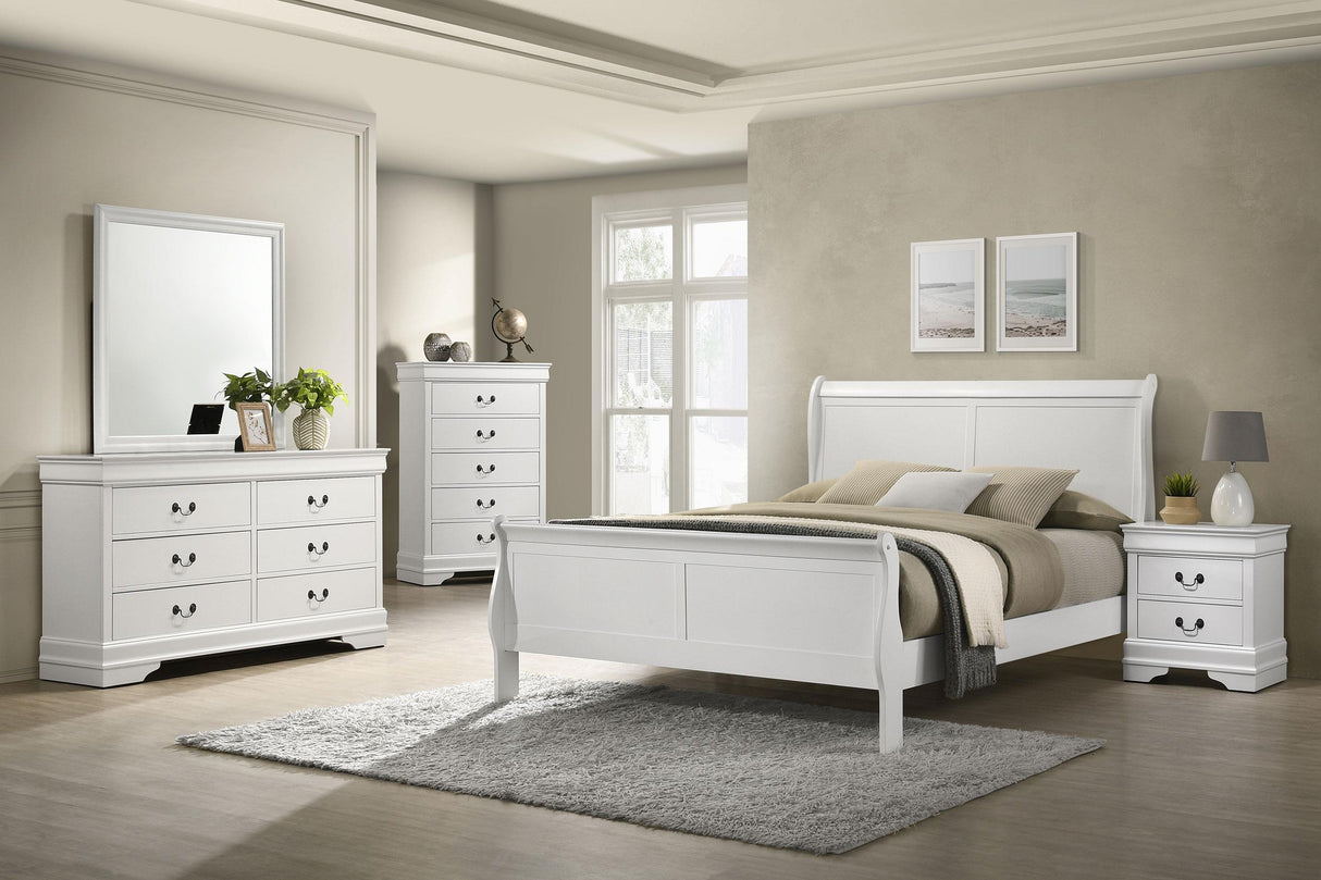 Louis Philippe 47-inch Full Sleigh Panel Bed White - 202441F