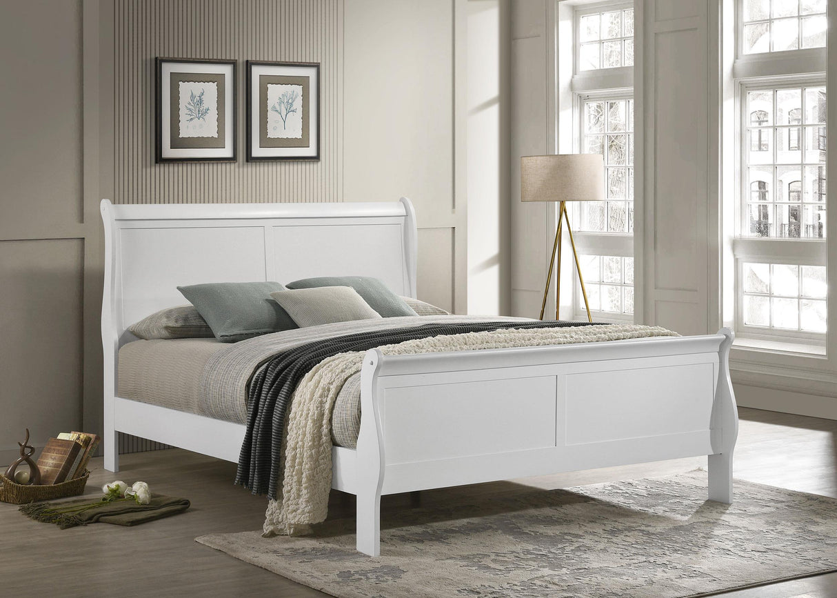 Louis Philippe 47-inch Queen Sleigh Panel Bed White - 202441Q