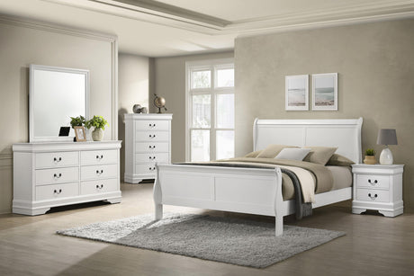 Louis Philippe 47-inch Queen Sleigh Panel Bed White from Coaster - Luna Furniture