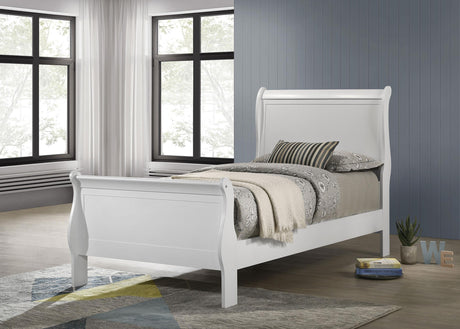 Louis Philippe 47-inch Twin Sleigh Panel Bed White - 202441T