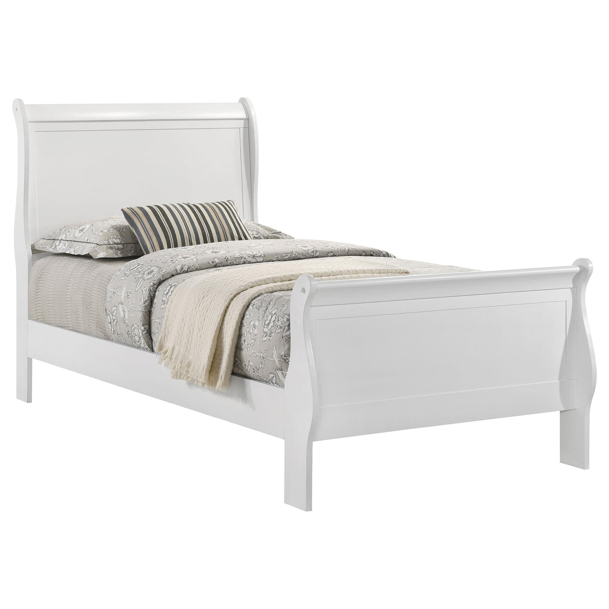 Louis Philippe 47-inch Twin Sleigh Panel Bed White - 202441T