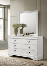 Louis Philippe 6-drawer Dresser and Mirror White - 202443M