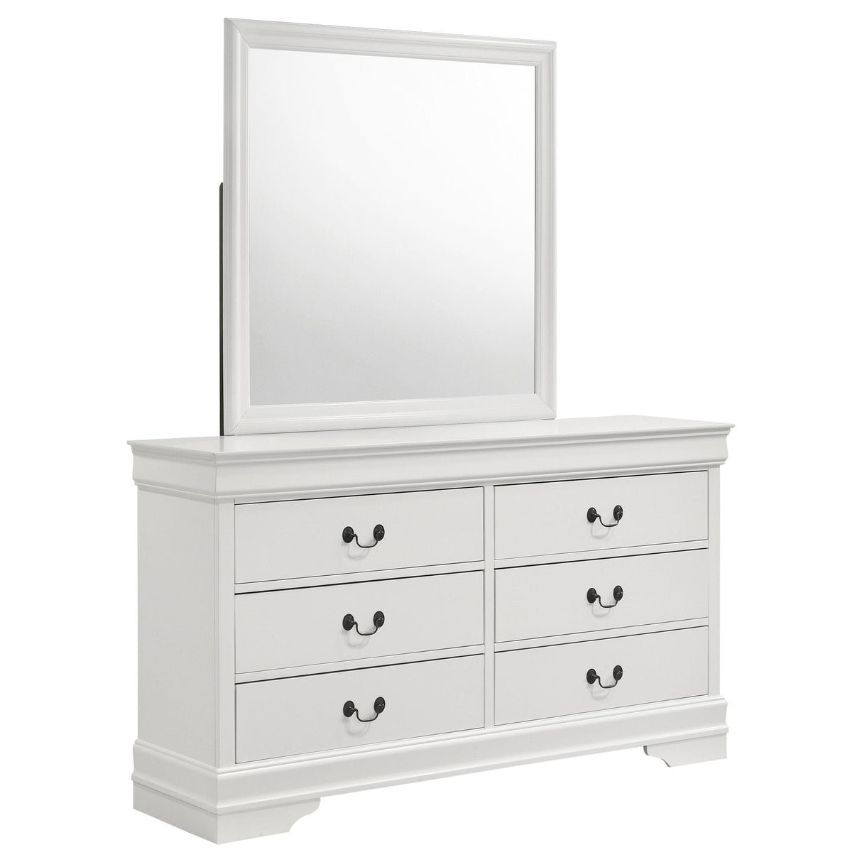 Louis Philippe 6-drawer Dresser and Mirror White - 202443M