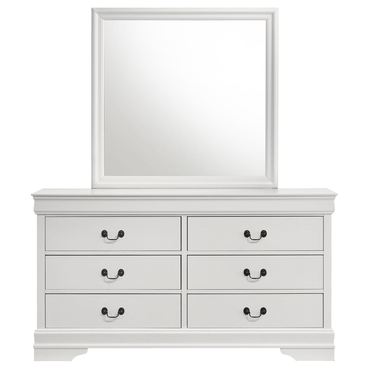 Louis Philippe 6-drawer Dresser and Mirror White - 202443M