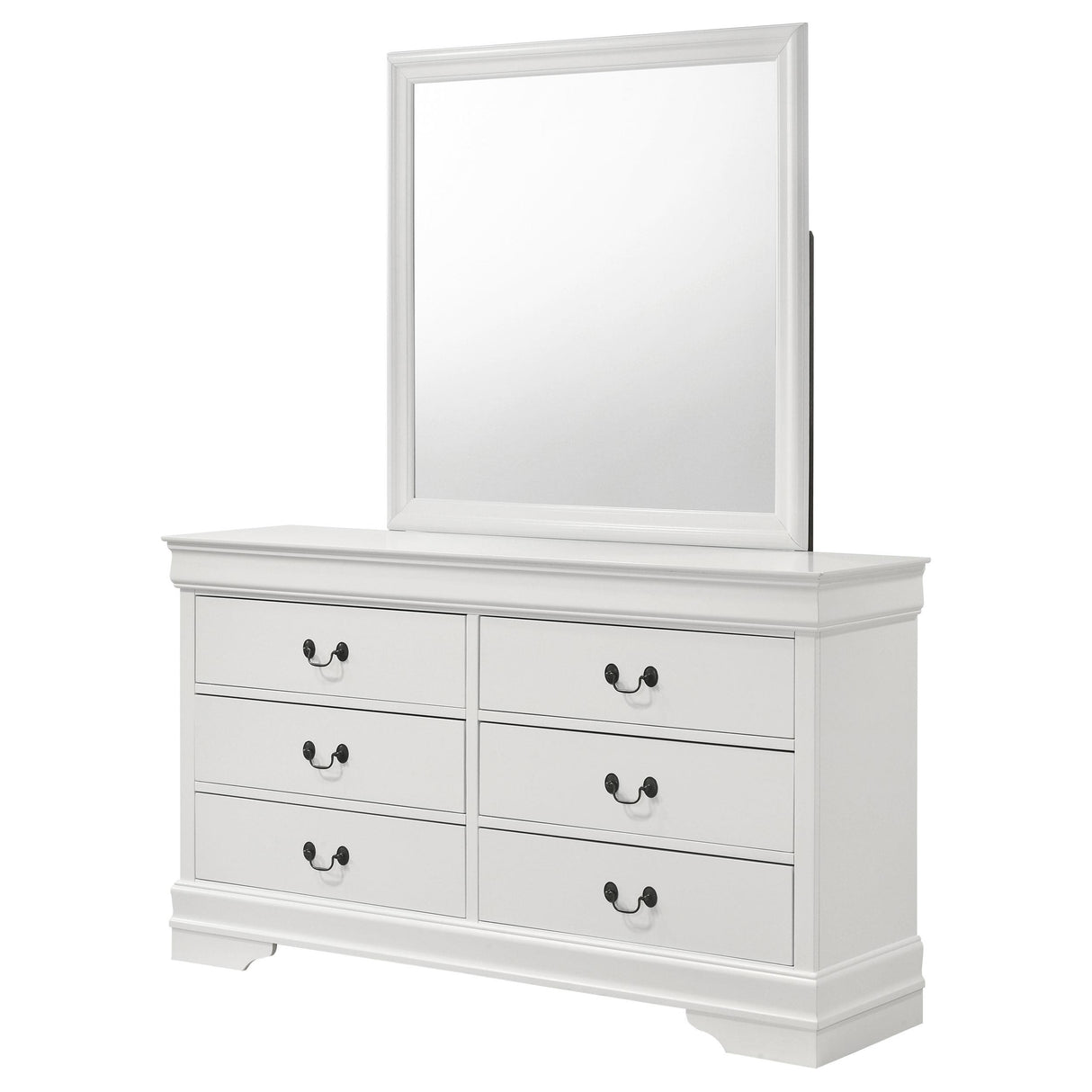 Louis Philippe 6-drawer Dresser and Mirror White - 202443M