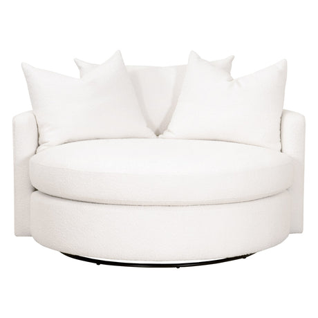 Lourne Grand Swivel Sofa Chair in Livesmart Boucle-Snow - 6644.BOU-SNO