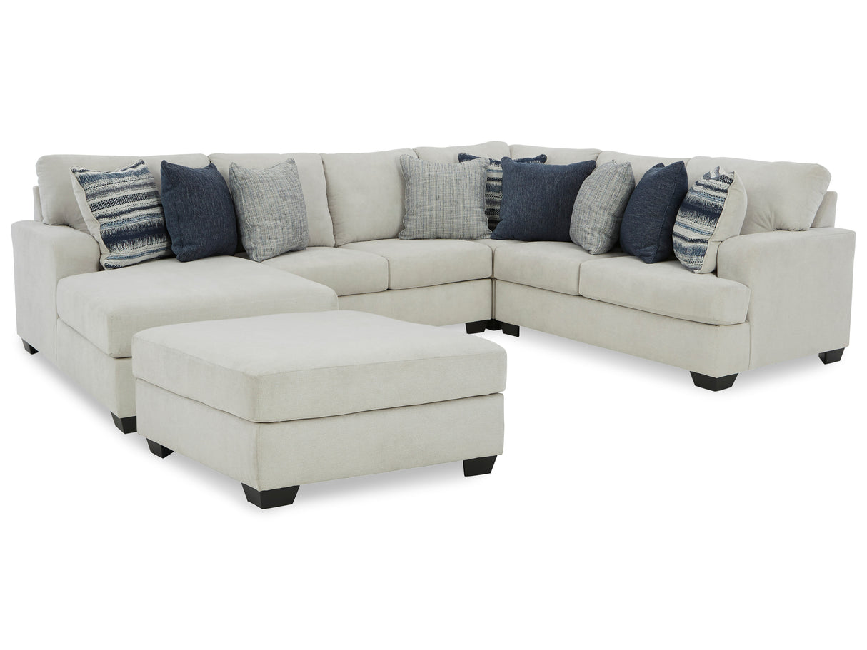 Lowder 4-Piece Sectional with Ottoman in Stone - PKG012993