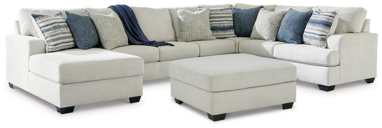 Lowder 4-Piece Sectional with Ottoman in Stone - PKG012997