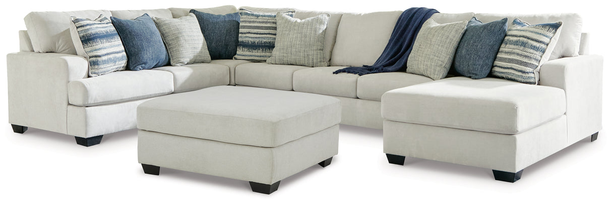 Lowder 5-Piece Sectional with Ottoman in Stone - PKG012998