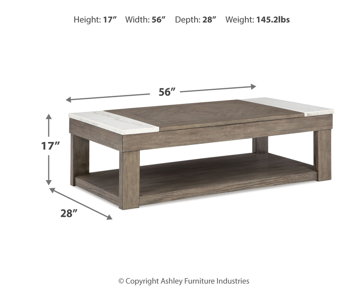 Loyaska Coffee Table with 2 End Tables in Grayish Brown/White - PKG018519