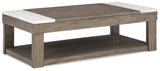 Loyaska Coffee Table with 2 End Tables in Grayish Brown/White - PKG018519