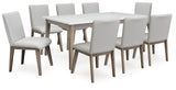 Loyaska Dining Table and 8 Chairs in White/Brown - PKG019500