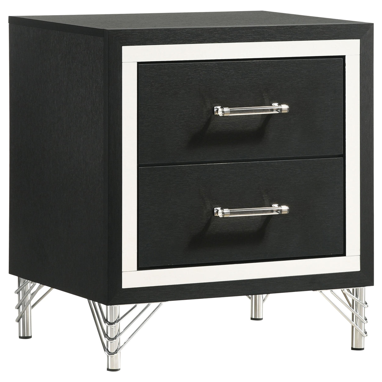 Lucia 2-drawer Nightstand Bedside Table Black from Coaster - Luna Furniture