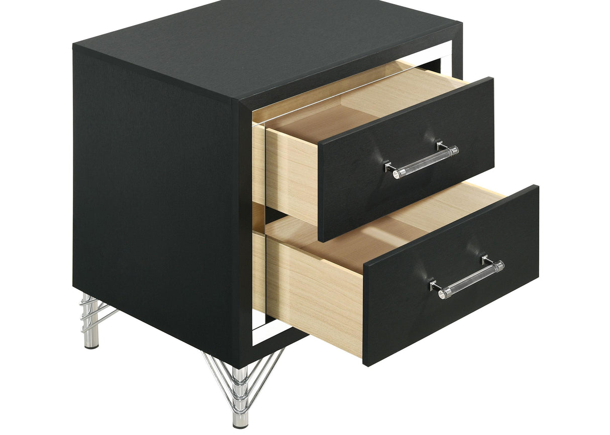 Lucia 2-drawer Nightstand Bedside Table Black from Coaster - Luna Furniture