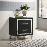 Lucia 2-drawer Nightstand Bedside Table Black from Coaster - Luna Furniture