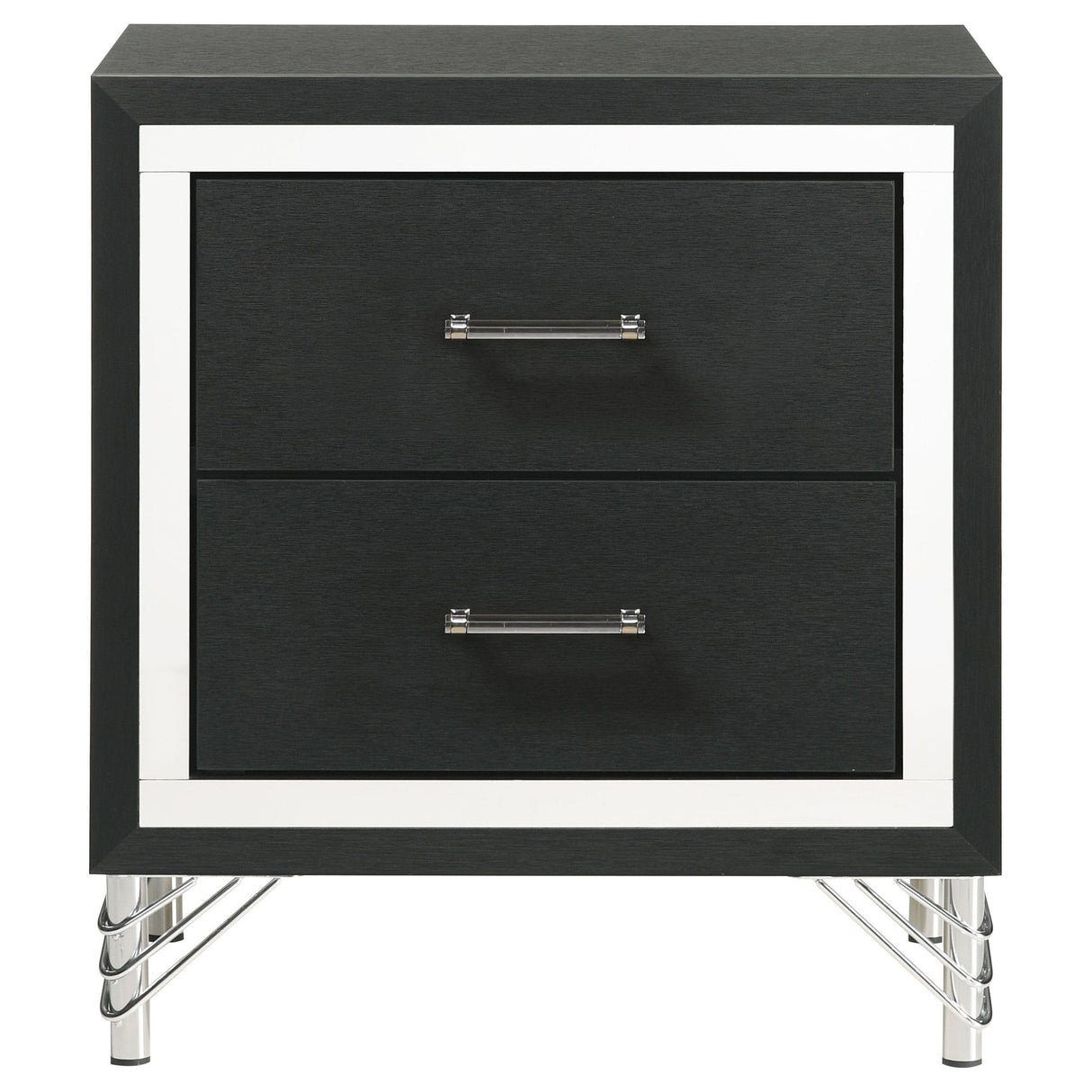 Lucia 2-drawer Nightstand Bedside Table Black from Coaster - Luna Furniture