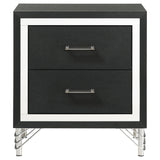 Lucia 2-drawer Nightstand Bedside Table Black from Coaster - Luna Furniture