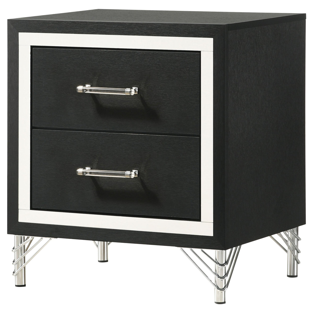 Lucia 2-drawer Nightstand Bedside Table Black from Coaster - Luna Furniture