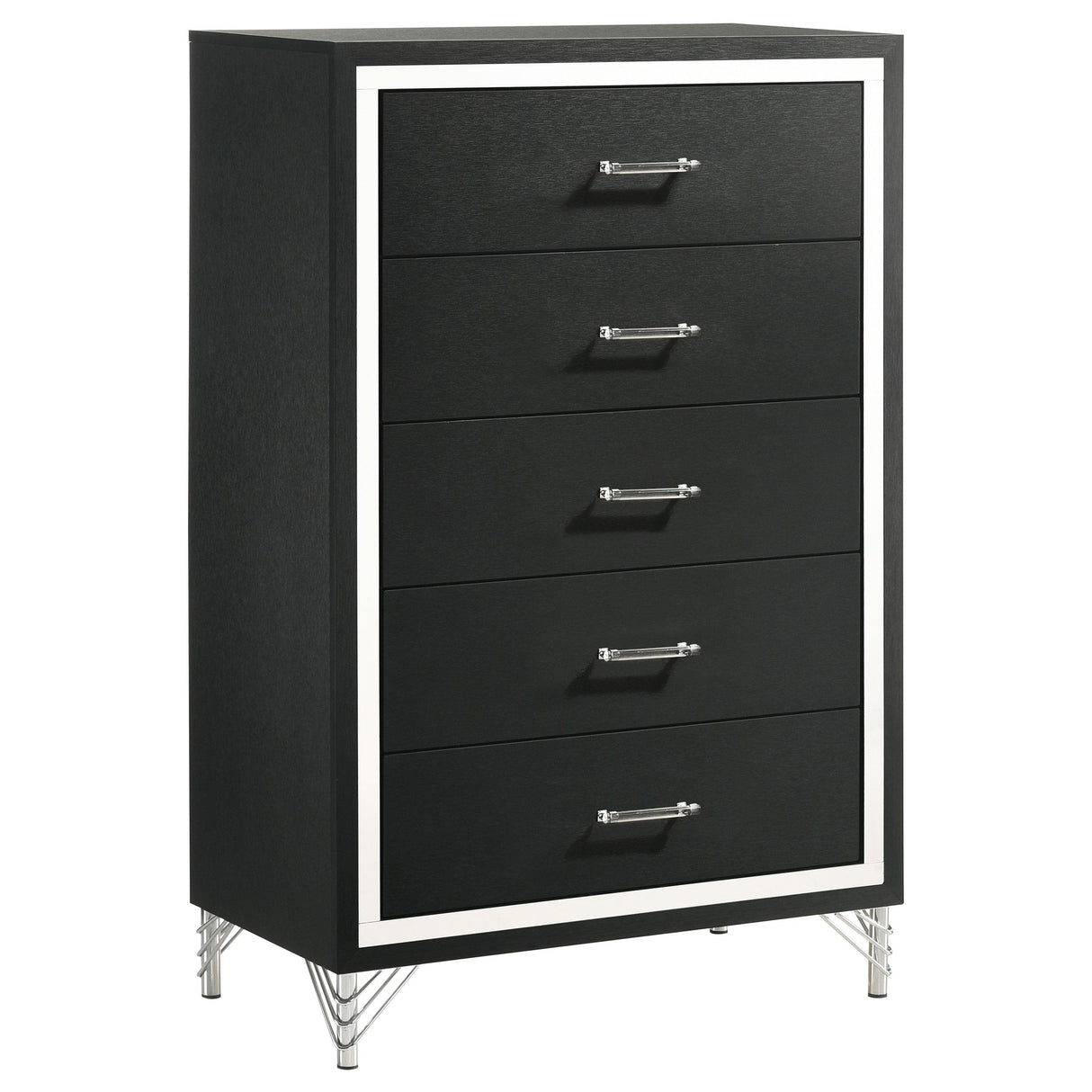 Lucia 5-drawer Bedroom Chest of Drawers Black from Coaster - Luna Furniture