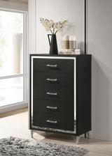 Lucia 5-drawer Bedroom Chest of Drawers Black from Coaster - Luna Furniture