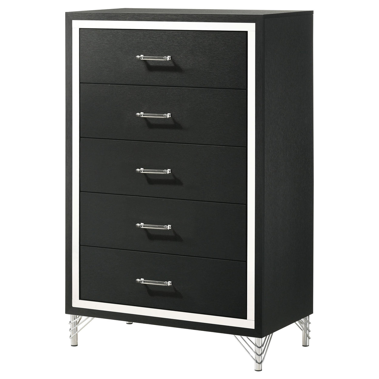 Lucia 5-drawer Bedroom Chest of Drawers Black from Coaster - Luna Furniture