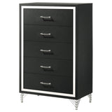 Lucia 5-drawer Bedroom Chest of Drawers Black from Coaster - Luna Furniture