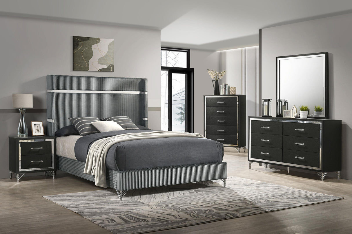 Lucia Grey/Black 5-Piece Eastern King Bedroom Set from Coaster - Luna Furniture