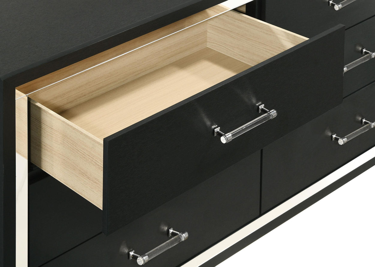 Lucia 6-drawer Dresser and Mirror Black from Coaster - Luna Furniture