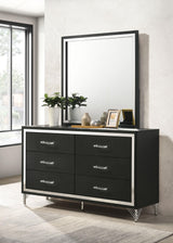 Lucia 6-drawer Dresser and Mirror Black from Coaster - Luna Furniture