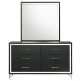 Lucia 6-drawer Dresser and Mirror Black from Coaster - Luna Furniture