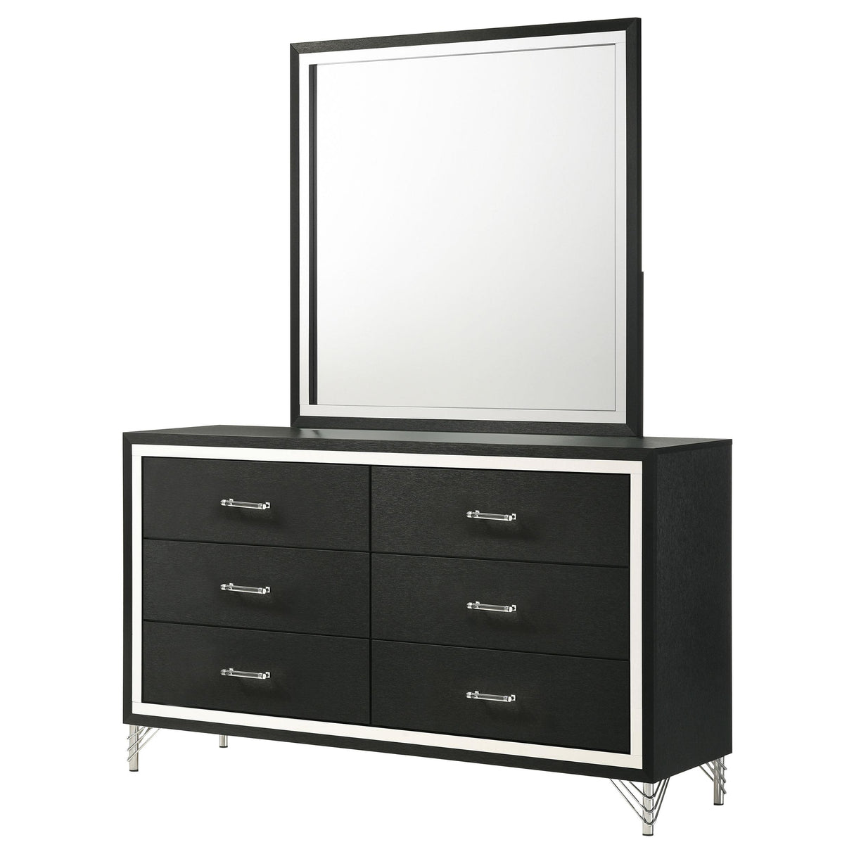 Lucia 6-drawer Dresser and Mirror Black from Coaster - Luna Furniture