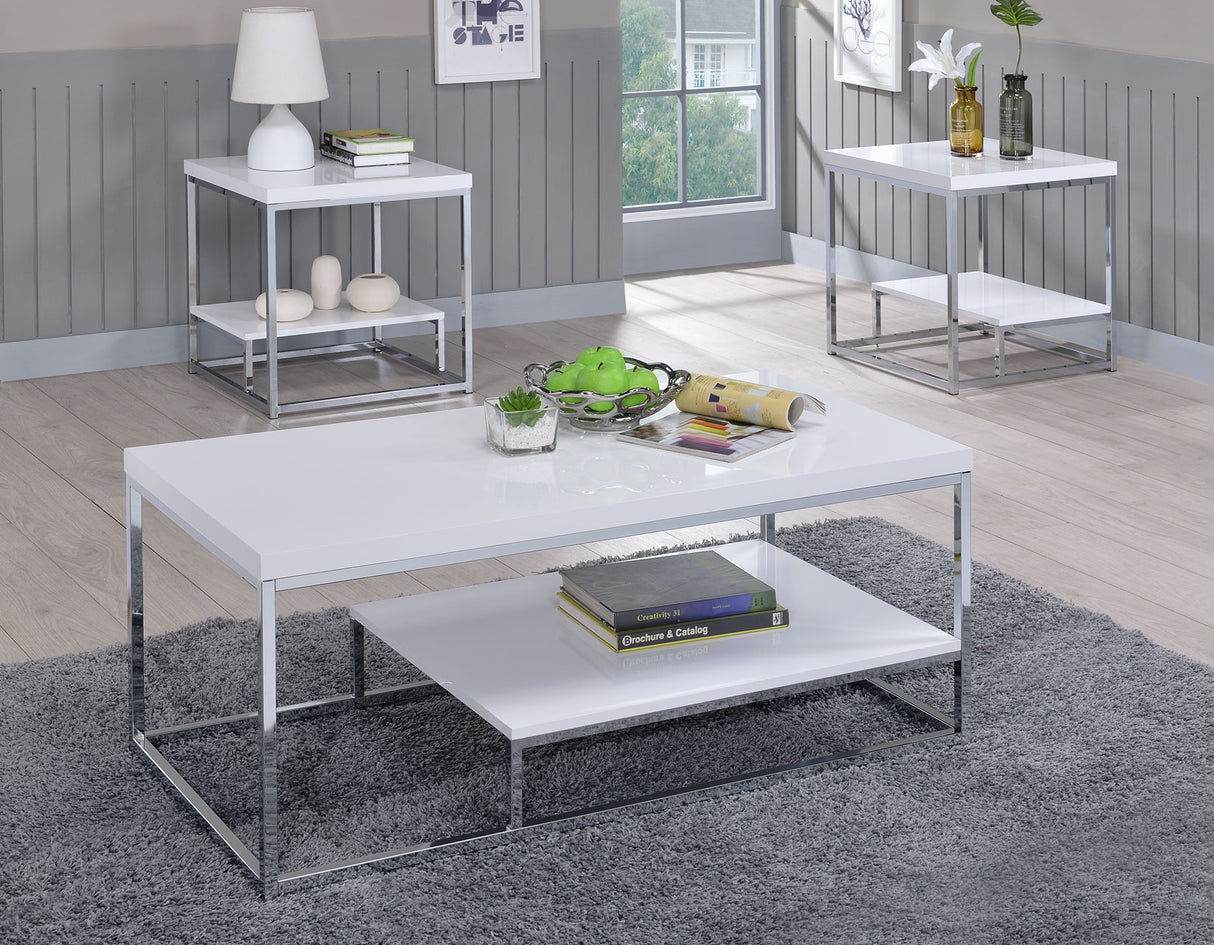 Lucia White 3-Piece Set(Cocktail & 2 End Tables) from Steve Silver - Luna Furniture