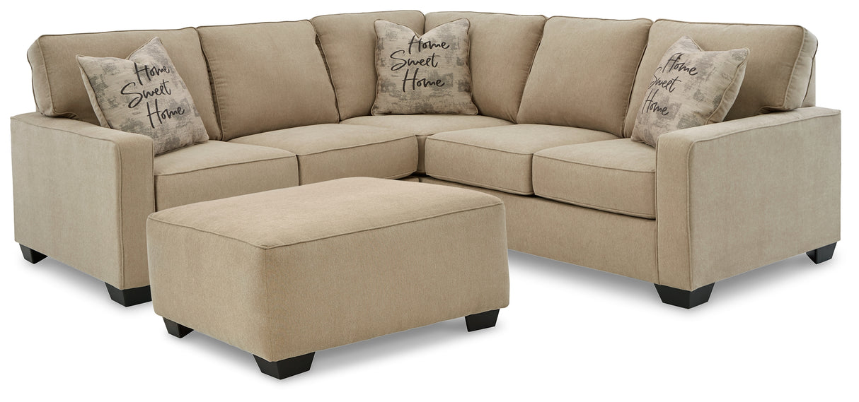 Lucina 2-Piece Sectional with Ottoman in Quartz - PKG013133